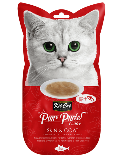 Imagem de KitCat | PurrPuree Plus+ Skin & Coat ( Tuna & Fish Oil ) 4x15g