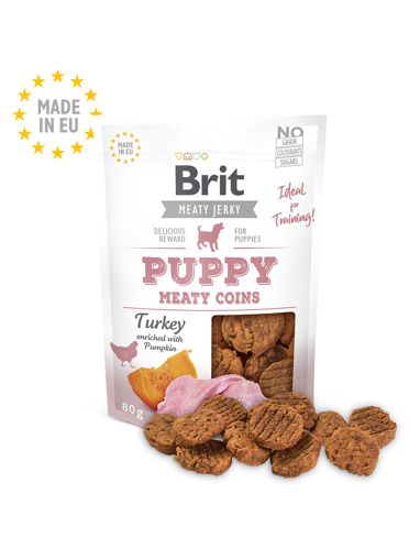 Imagem de BRIT MEATY JERKY | Snack Puppy Snack Turkey Meaty Coins | 80 g