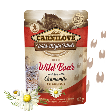 Imagem de CARNILOVE Cat | Alimento Húmido Wild Boar with Chamomile sem Cereais para Gato - Saqueta 85 g